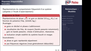 Automatique - Modèles - réponses fréquentielles 1