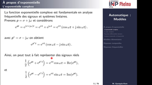 Automatique - Modèles - Exponentielles complexes
