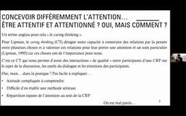PHILEDUC : Penser la philosophie pour enfants par l'écologie critique contemporaine : le care dans les interactions entre les participants d'une communauté de recherche philosophique.