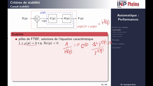 Automatique - Performances - Causal stabilité