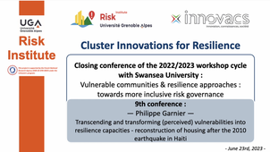 Workshop Cycle « Innovations for Resilience » : vulnerable communities and resilience approaches : towards more inclusive risk governance - Philippe Garnier - 23/06/2023