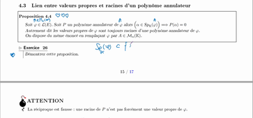 Ch3 - 4.3 - Réduction - Liens valeurs propres - Racines