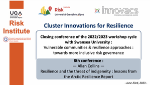 Workshop Cycle « Innovations for Resilience » : vulnerable communities and resilience approaches : towards more inclusive risk governance - Allan Collins - 23/06/2023