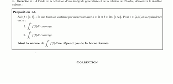 Chapitre 2 - Intégrales généralisées - Exercice 4