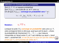 Ch9 Seq 6 Convergence en proba - Loi faible des grands nombres