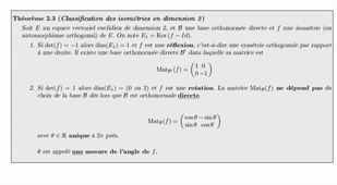 Classification des isométries en dimension 2
