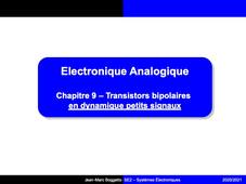 IUT1 - GEII - Module SE2 - Chapitre 9 : Cours 6 Transistors en dynamique
