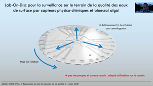 Lab-On-Disc pour la surveillance sur le terrain de la qualité des eaux de surface par capteurs physico-chimique et bioessai algal - C; Durrieu,L. Renaud;JF Chateaux; O.Margeat;J.Ackermann;C. Videlot-Ackermann; M.Valay;P. Temple-Boyer; V. Bardinal