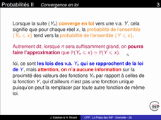 Ch9 Seq 7 Convergence en loi et cas particulier des v.a. à valeurs entières
